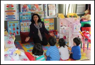 Circle time at Ms. Zohreh's Irvine Child Care at 4982 Seaford Cir. Irvine California